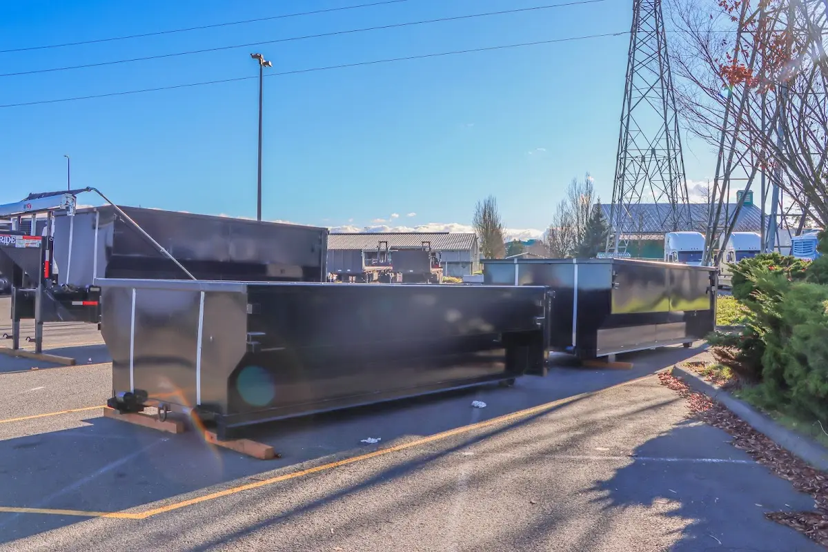 Roll-off dumpster ready for waste disposal at job site for 40 Yard Dumpster Rental in Oshtemo